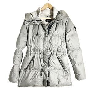 Mackage Freya Gray Hooded Down Puffer Jacket Coat Size Small